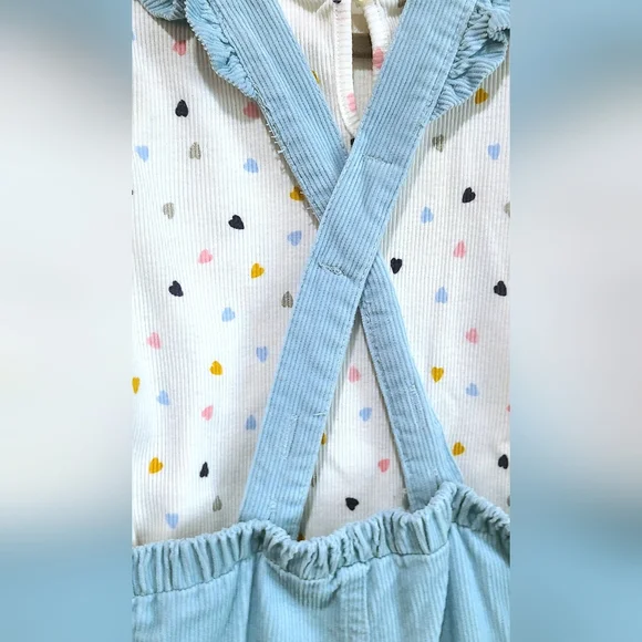 Light blue ruffled overalls set by Little Me, size 4T - Picture 6 of 7